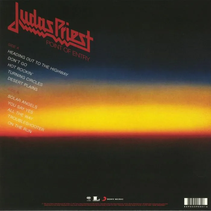 Back cover — JUDAS PRIEST — Point Of Entry (reissue) (B-STOCK)