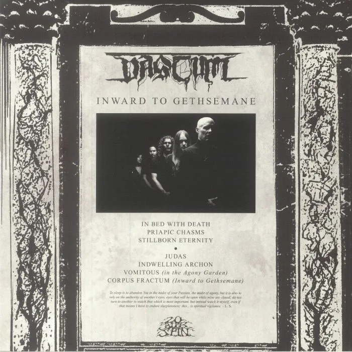 Back cover — VASTUM — Inward To Gethsemane
