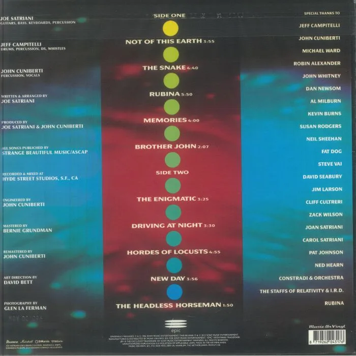 Обратная сторона обложки — Joe SATRIANI — Not Of This Earth (40th Anniversary Edition)