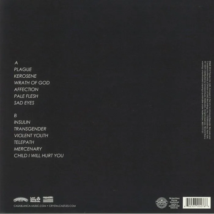 Back cover — CRYSTAL CASTLES — III