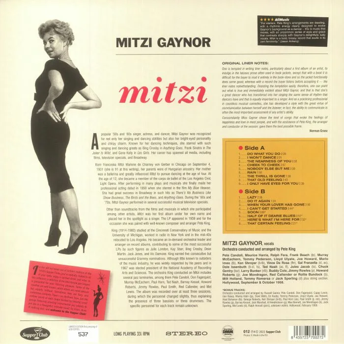 Обратная сторона обложки — Mitzi GAYNOR — Mitzi (reissue)