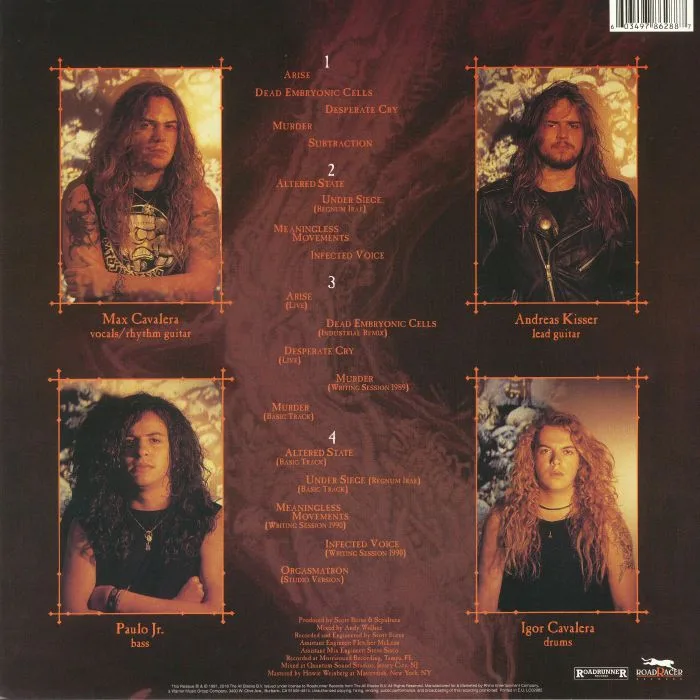 Back cover — SEPULTURA — Arise: Expanded Edition
