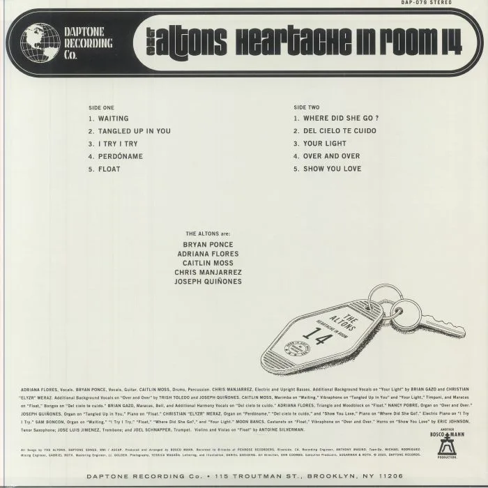 Back cover — The ALTONS — Heartache In Room 14