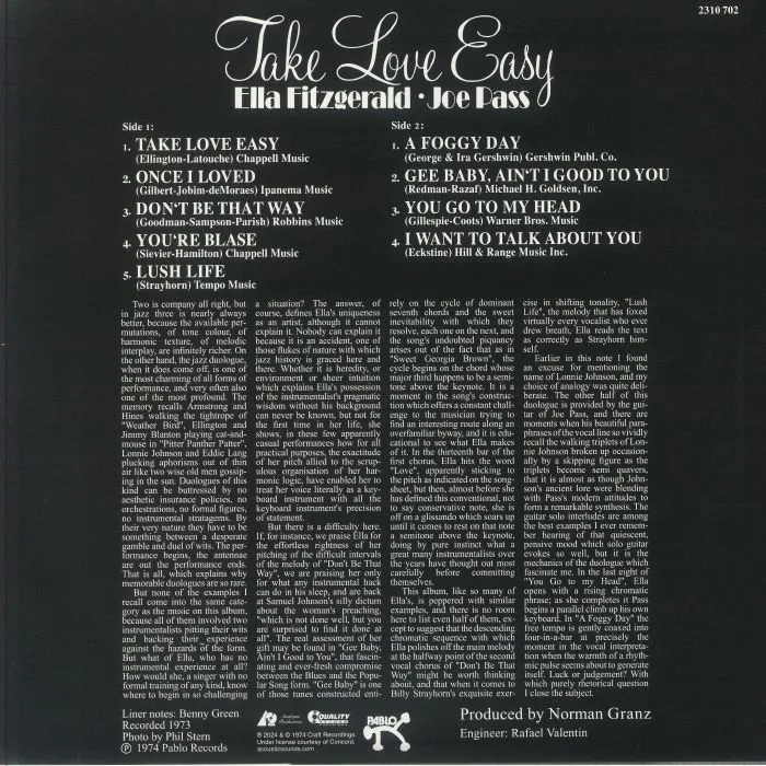 Back cover — Ella FITZGERALD — Take Love Easy (reissue)