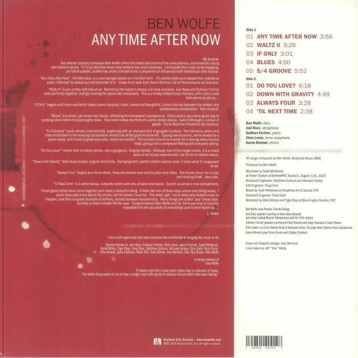 Обратная сторона обложки — Ben WOLFE — Any Time After Now
