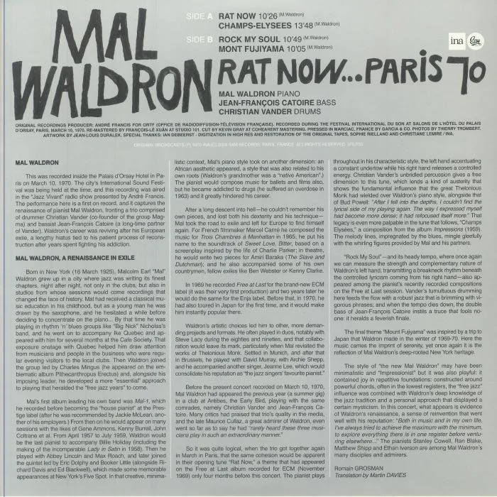 Обратная сторона обложки — Mal WALDRON — Rat Now Paris 70