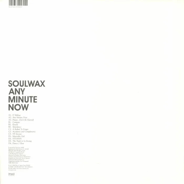 Обратная сторона обложки — SOULWAX — Any Minute Now