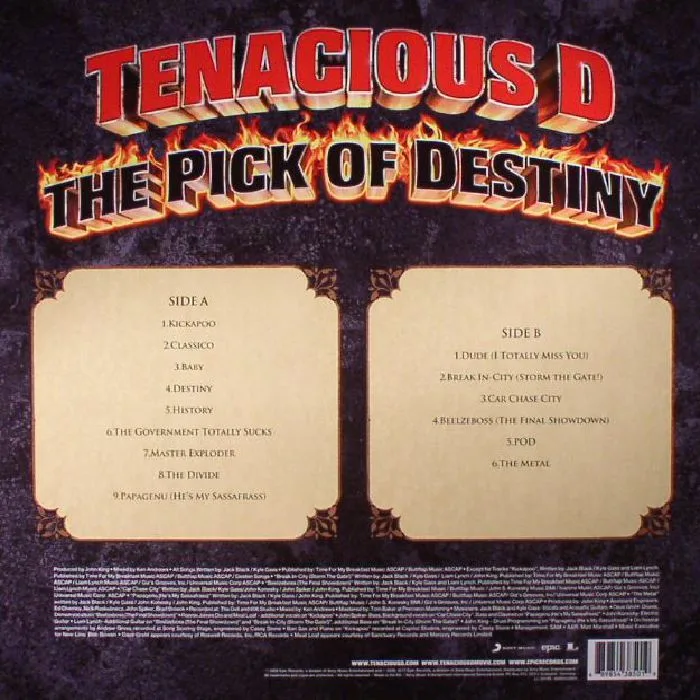 Обратная сторона обложки — TENACIOUS D — The Pick Of Destiny (reissue)