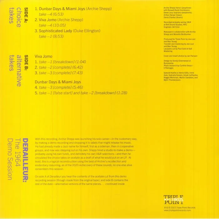 Back cover — Archie SHEPP — Derailleur