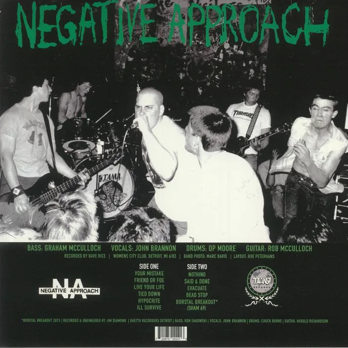 Обратная сторона обложки — NEGATIVE APPROACH — Tied Down Demo 6 / 83 (Record Store Day RSD 2021)
