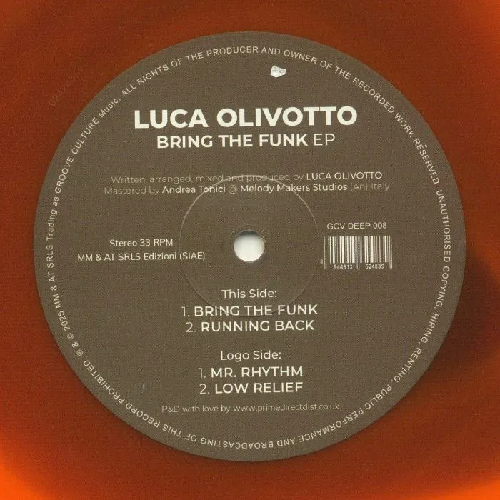 Обратная сторона обложки — Luca OLIVOTTO — Bring The Funk EP