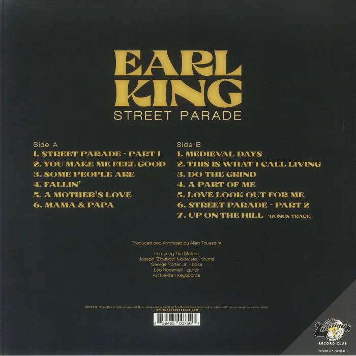 Обратная сторона обложки — Earl KING — Street Parade (reissue)