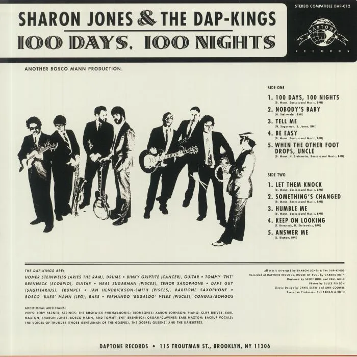 Back cover — Sharon JONES & THE DAP KINGS — 100 Days 100 Nights