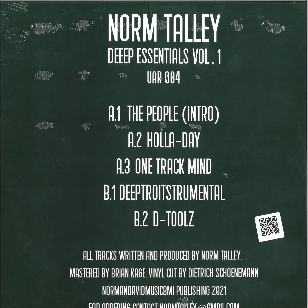 Back cover — Norm Talley — Deep Essentials Vol. 1