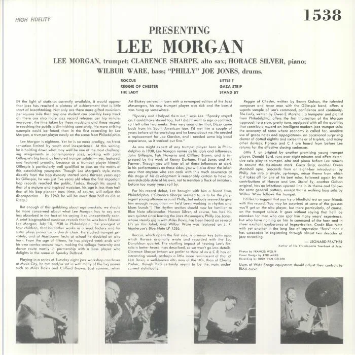 Обратная сторона обложки — Lee MORGAN — Indeed! (remastered)