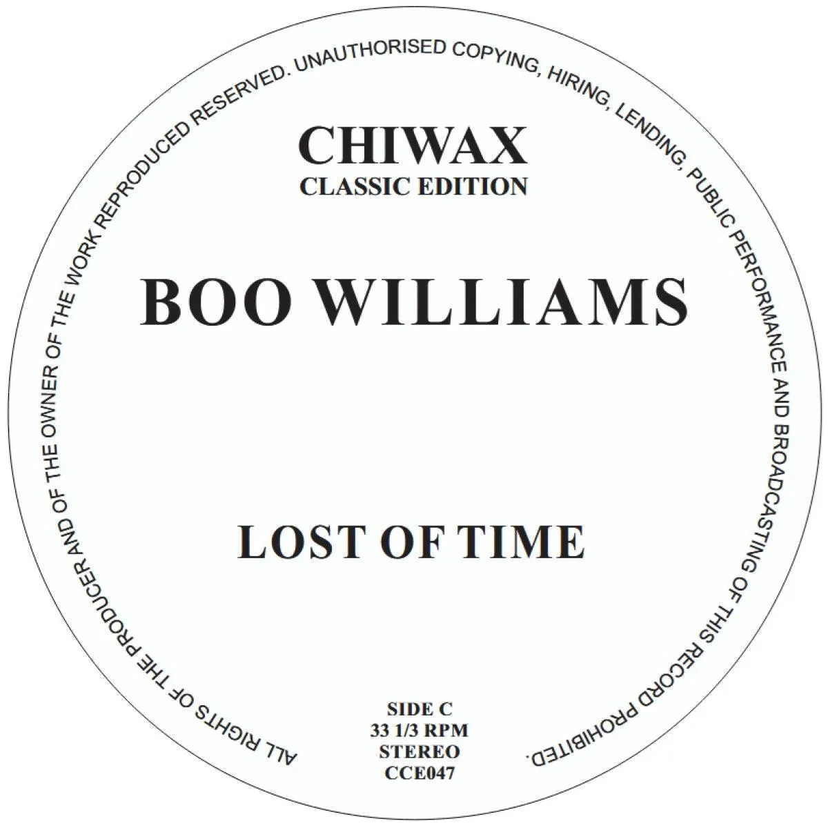 Обратная сторона обложки — BOO WILLIAMS — LOST OF TIME 2x12"