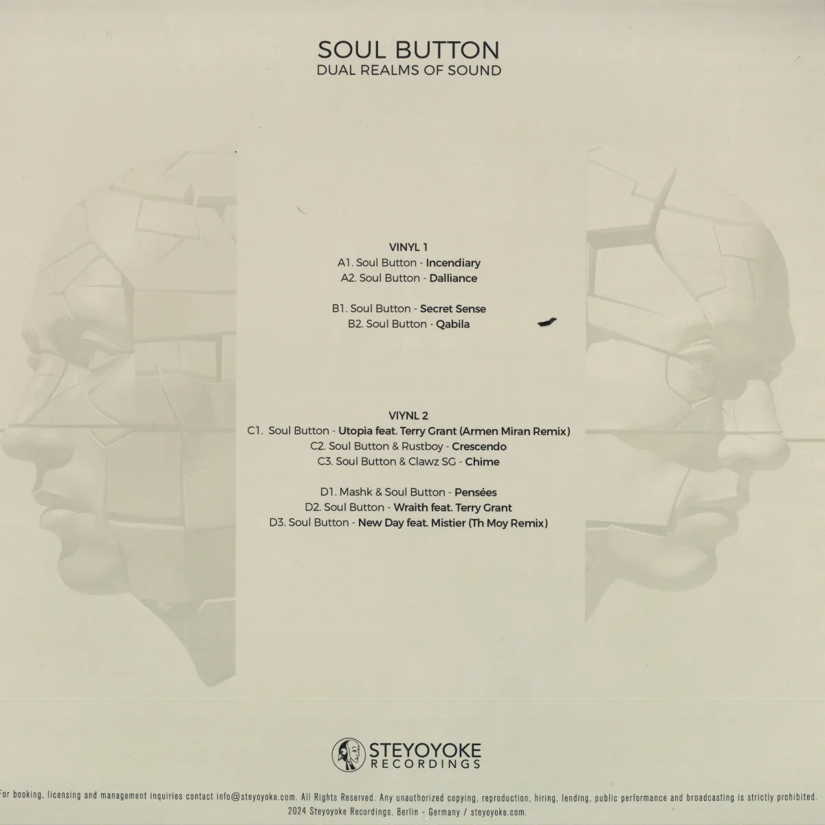 Back cover — Soul Button — Dual Realms Of Sound 2x12"