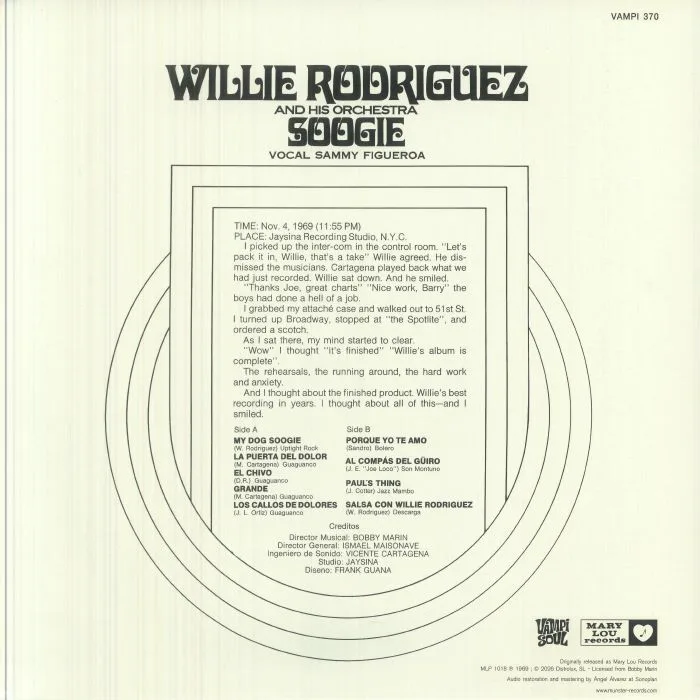 Обратная сторона обложки — Willie RODRIGUEZ & HIS ORCHESTRA — Soogie