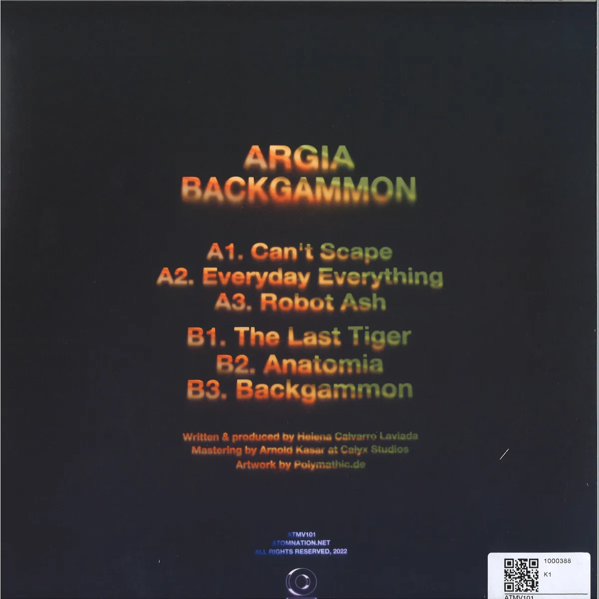 Обратная сторона обложки — Argia — Backgammon