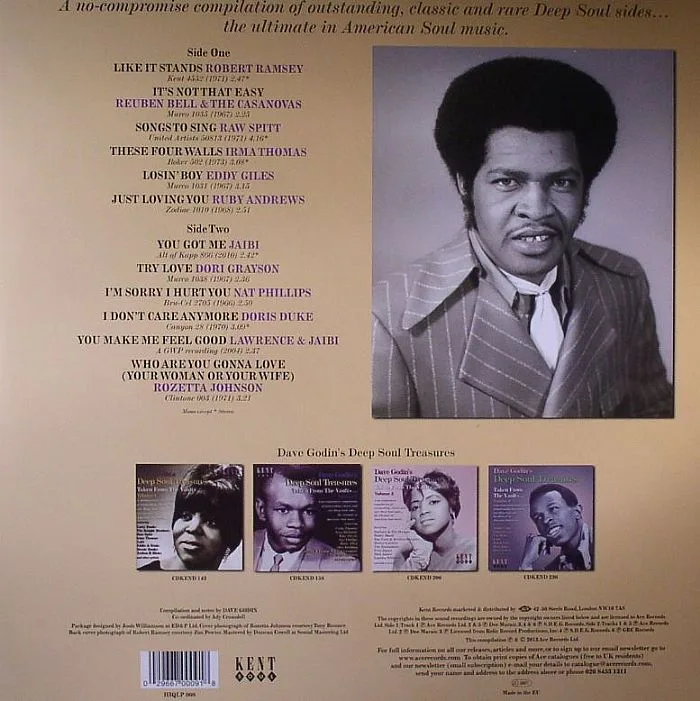 Back cover — Dave GODIN / VARIOUS — Deep Soul Treasures: Taken From The Vaults