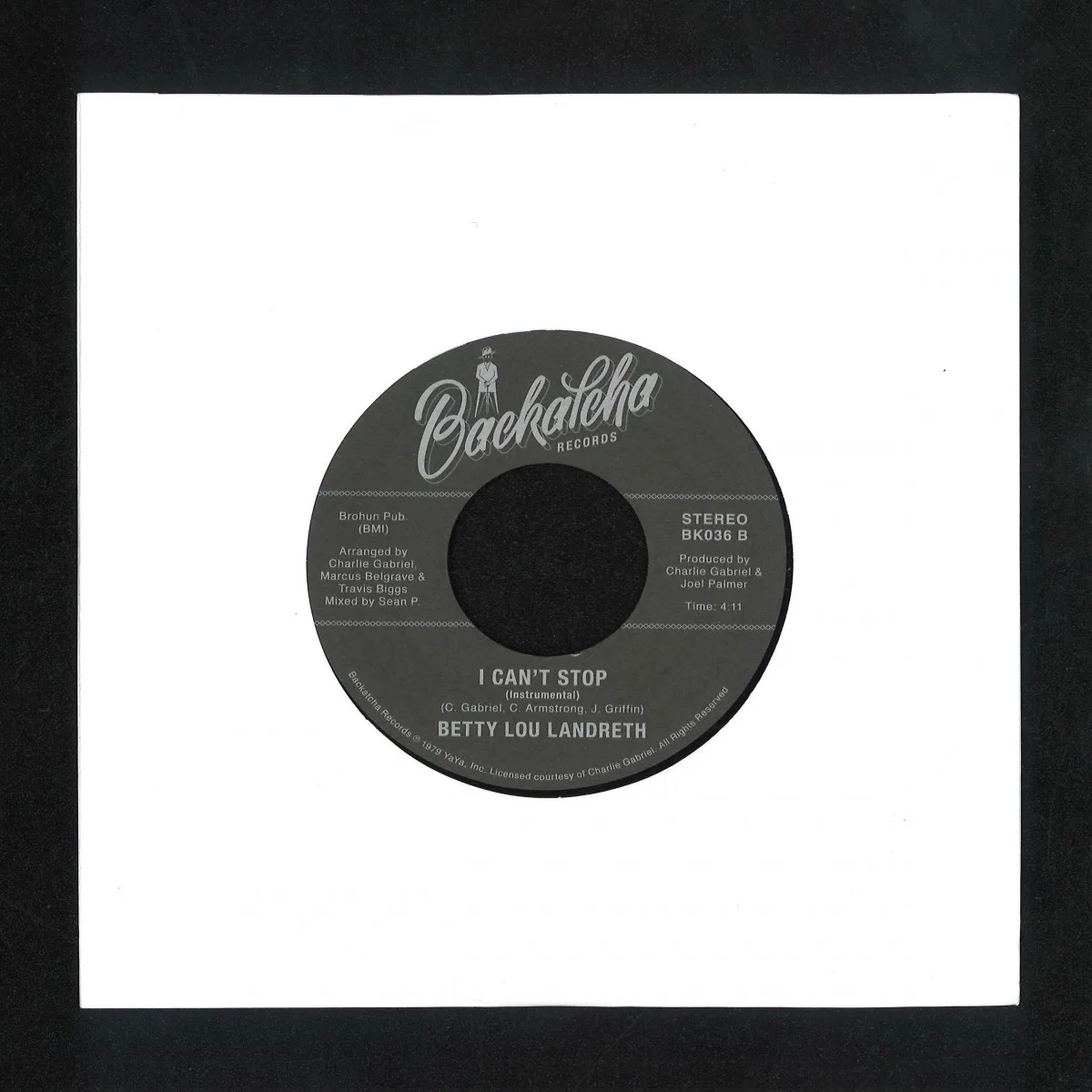 Back cover — Betty Lou Landreth — I Can’t Stop - Vocal c/w Instrumental