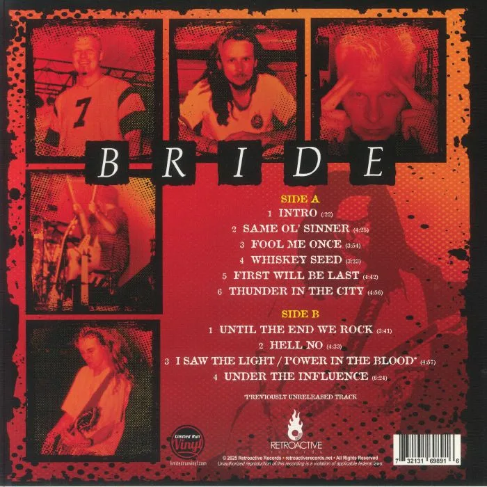 Обратная сторона обложки — BRIDE — Live At Cornerstone Fest 2001 (remastered)