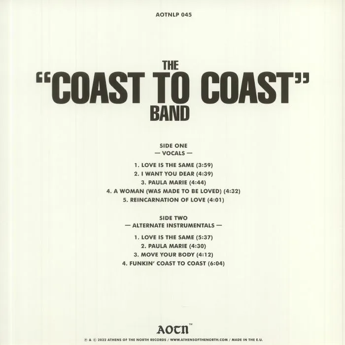 Back cover — COAST TO COAST — Coast To Coast