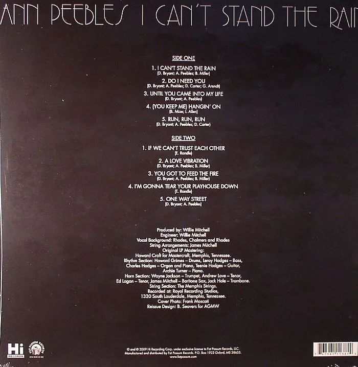 Back cover — Ann PEEBLES — I Can't Stand The Rain
