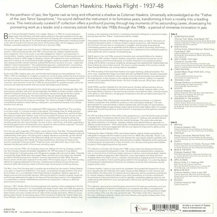 Обратная сторона обложки — Colman HAWKINS — Hawk's Flight: 1937-48