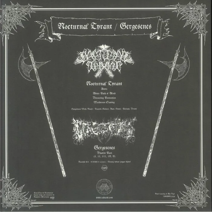 Back cover — NOCTURNAL TYRANT / GERGESENES — Split