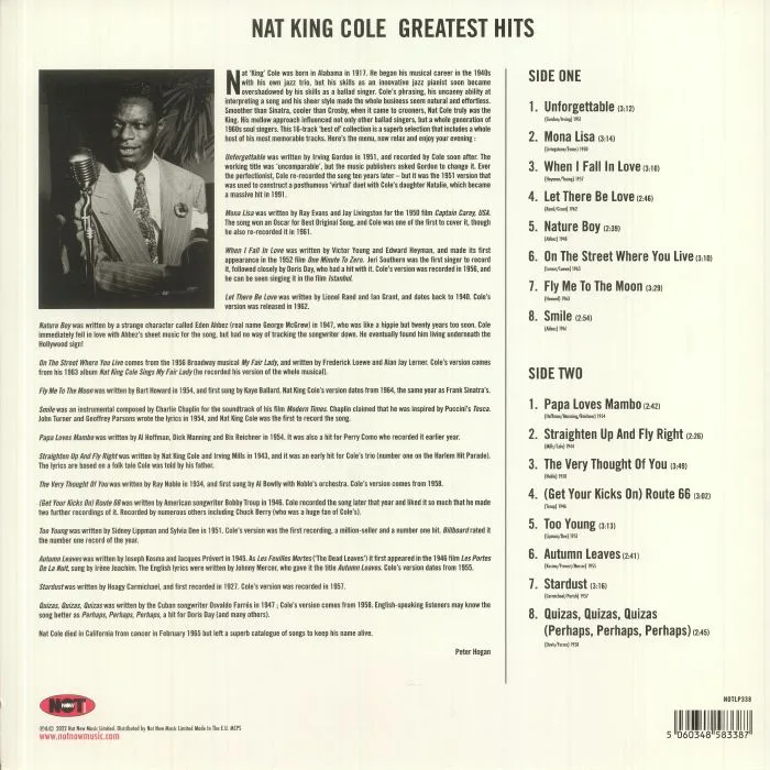 Back cover — Nat King COLE — Greatest Hits