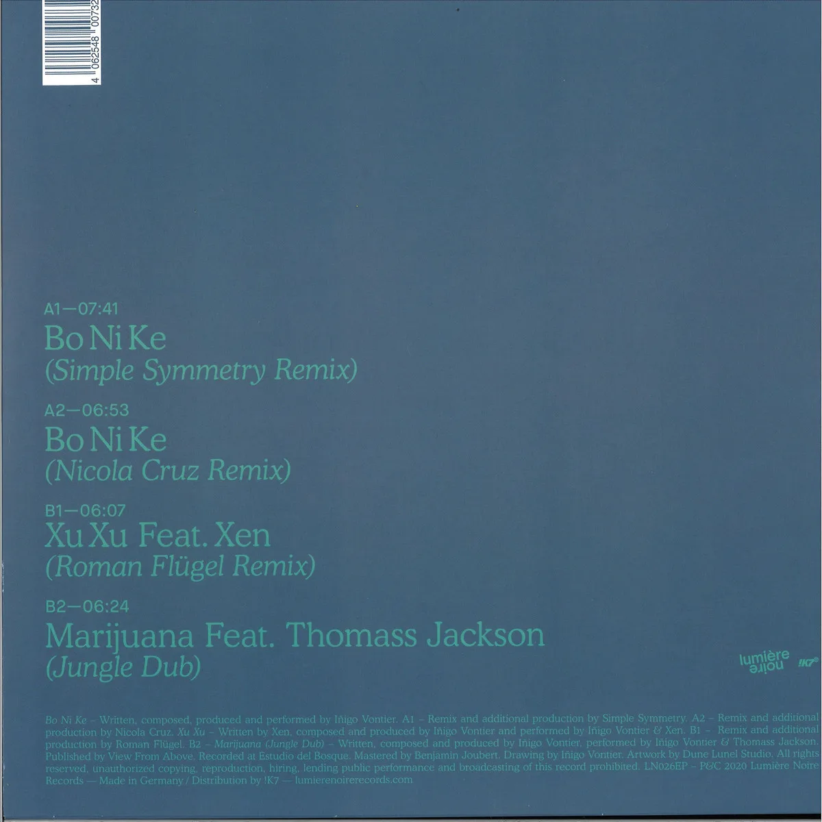 Back cover — Iñigo Vontier — El Hijo Del Maiz (Remixes)