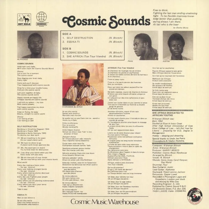 Back cover — N'Draman BLINTCH — Cosmic Sounds (reissue)