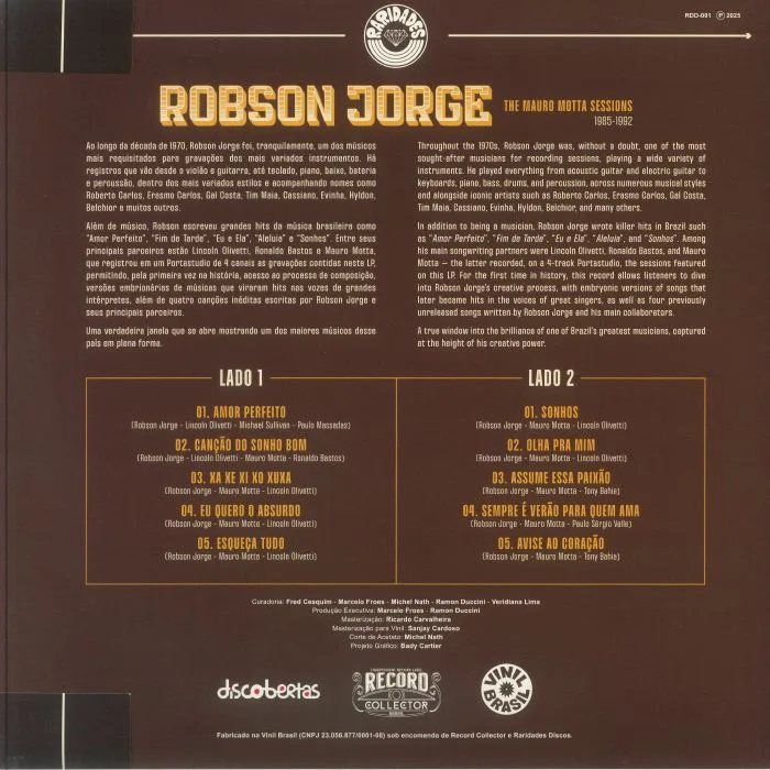 Back cover — Robson JORGE / MAURO MOTTA — The Mauro Motta Sessions 1985-1992