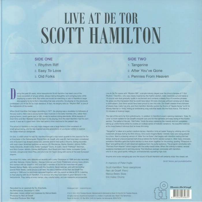 Back cover — Scott HAMILTON — Live At De Tor