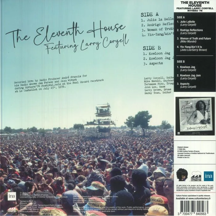 Back cover — The ELEVENTH HOUSE feat LARRY CORYELL — Riviera '76 (Record Store Day Black Friday RSD 2025)