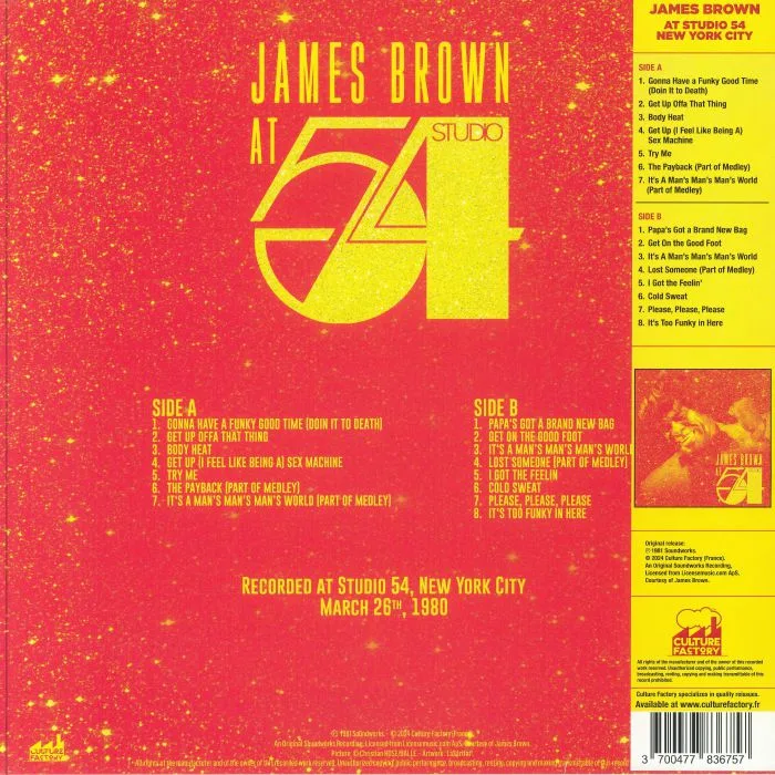 Обратная сторона обложки — James BROWN — At Studio 54 (reissue)