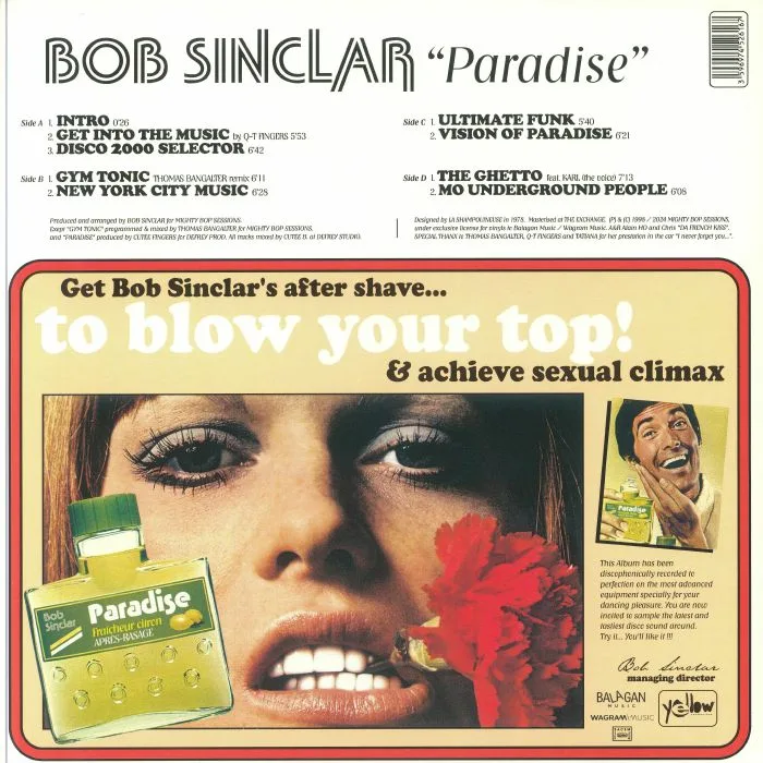 Обратная сторона обложки — BOB SINCLAR — Paradise