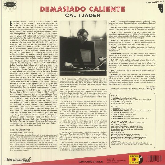Обратная сторона обложки — Cal TJADER — Demasiado Caliente (reissue)