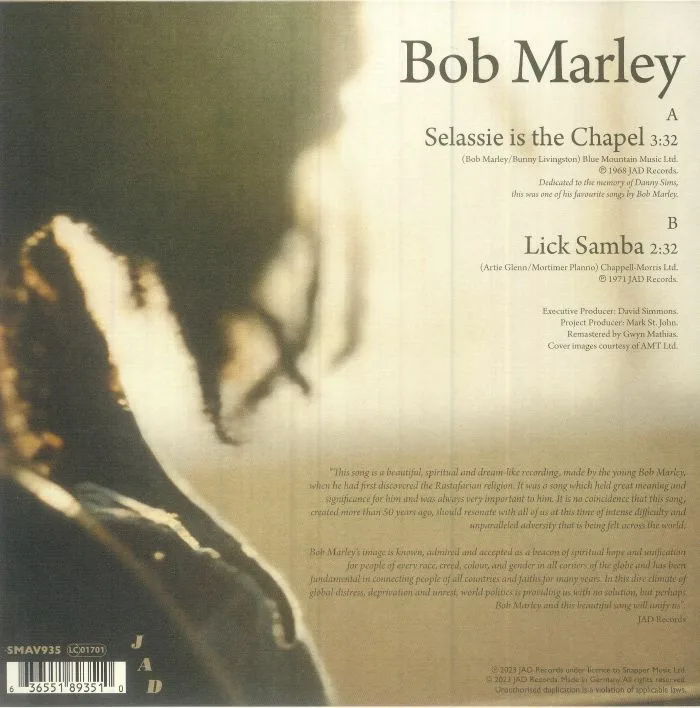 Back cover — Bob MARLEY — Selassie Is The Chapel