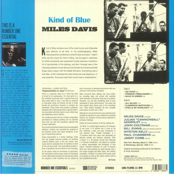 Back cover — Miles DAVIS — Kind Of Blue
