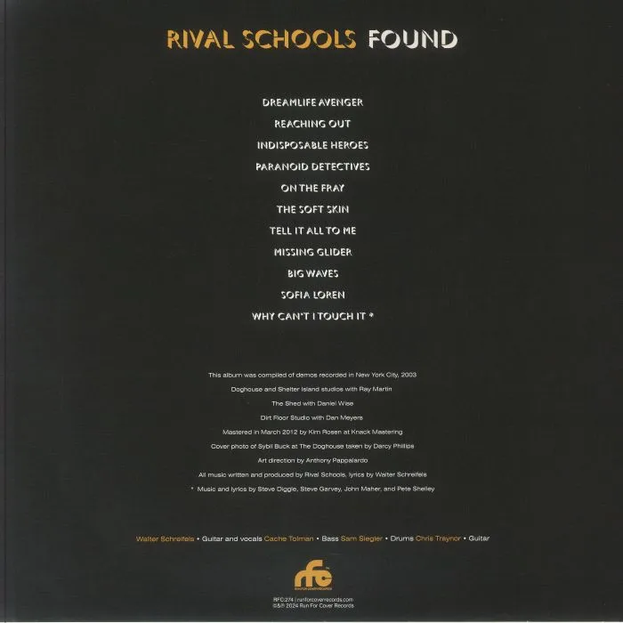Back cover — RIVAL SCHOOLS — Found (reissue)