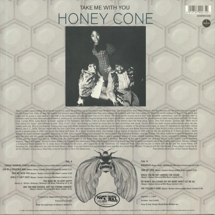 Обратная сторона обложки — HONEY CONE — Take Me With You (reissue)
