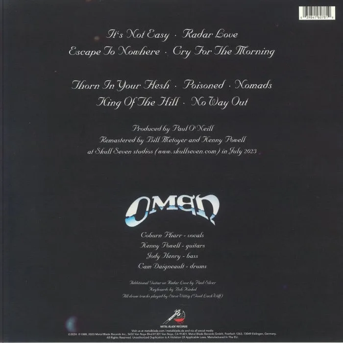 Обратная сторона обложки — OMEN — Escape To Nowhere (35th Anniversary reissue)