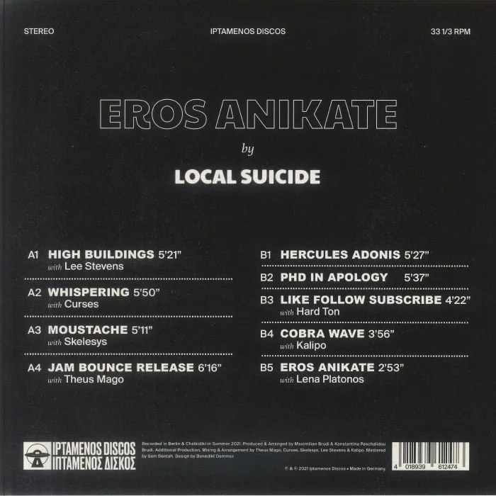 Back cover — Local Suicide — Eros Anikate LP