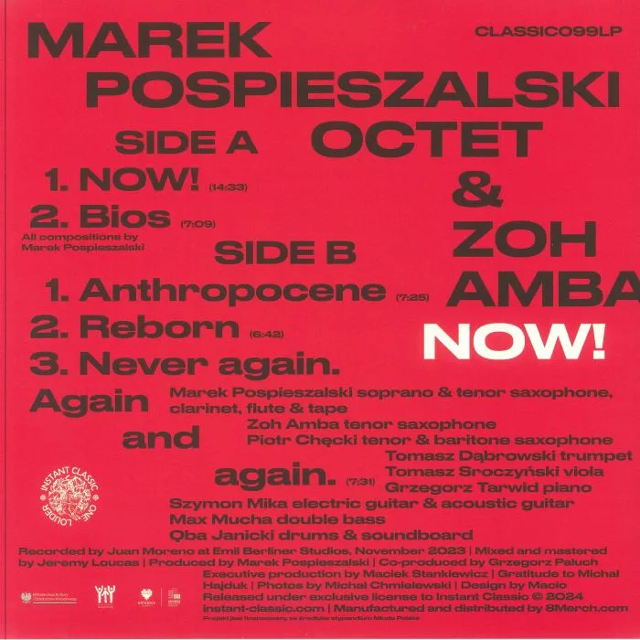 Обратная сторона обложки — Marek Pospieszalski OCTET / ZOH AMBA — Now