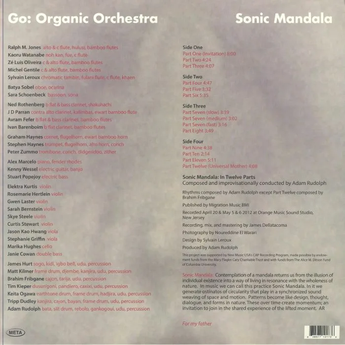 Обратная сторона обложки — Adam RUDOLPH / GO ORGANIC ORCHESTRA — Sonic Mandala