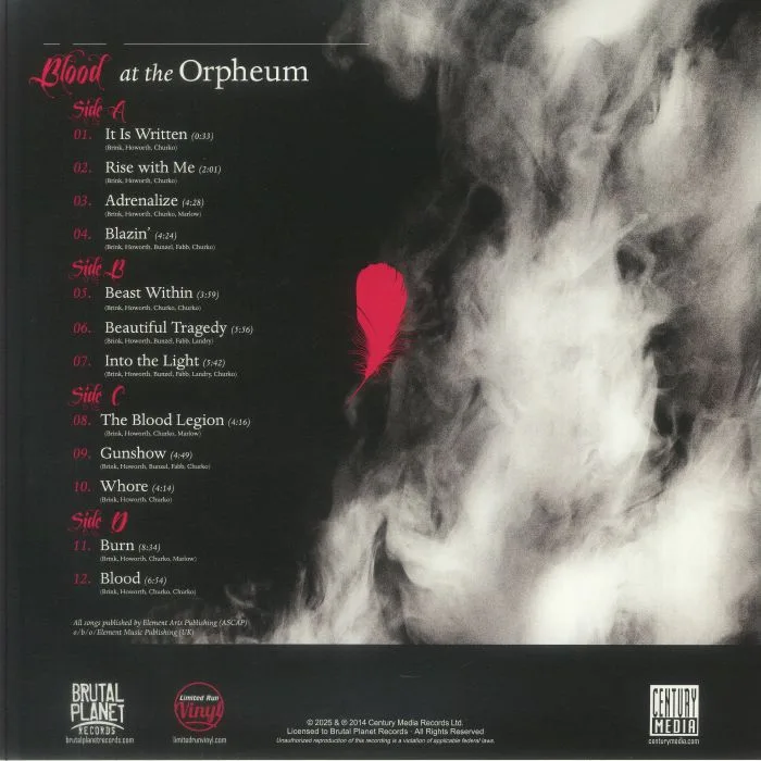 Back cover — IN THIS MOMENT — Blood At The Orpheum Live
