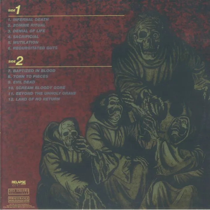 Back cover — DEATH — Scream Bloody Gore (reissue)