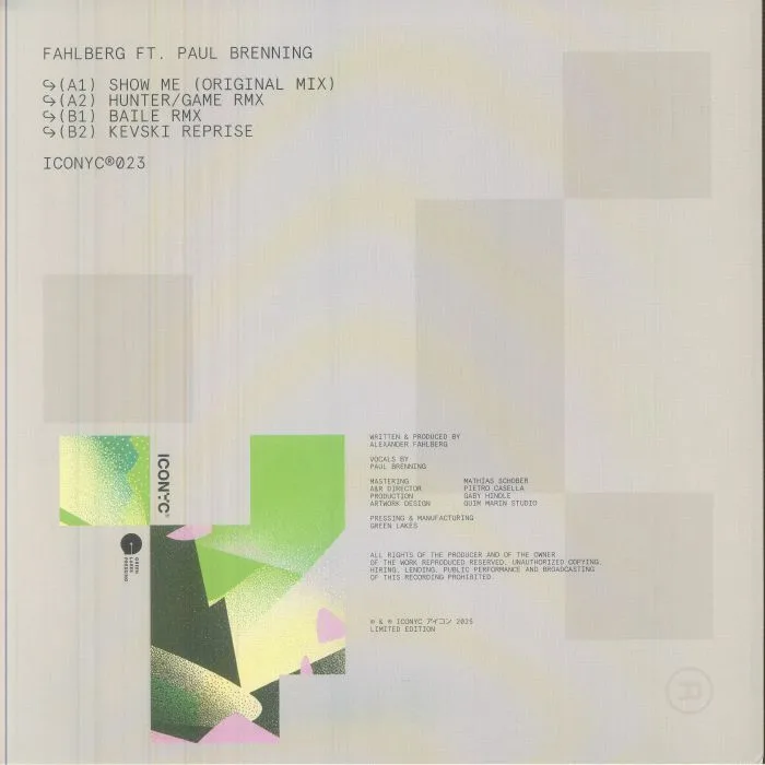 Back cover — FAHLBERG feat PAUL BRENNING — Show Me